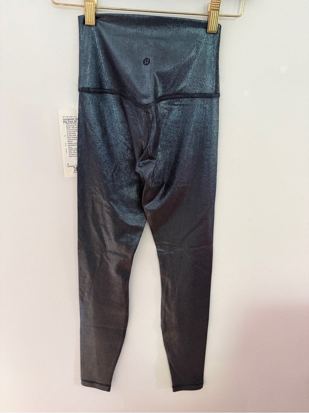 NWT lululemon Align Ribbed High-Rise Pant 28” Shine Black Size 2 - Picture 3 of 6